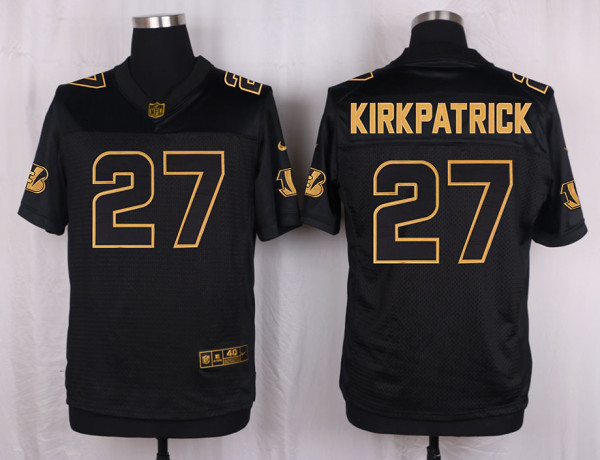 Mens Cincinnati Bengals #27 Kirkpatrick Pro Line Black Gold Collection Jersey