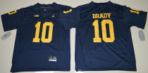 NCAA Jordan Brand Michigan Wolverines Tom Brady 10 College Navy Blue Jersey