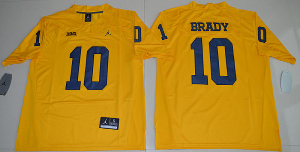 Jordan Brand Michigan Wolverines Tom Brady 10 College Football Limited Jersey Yellow