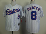 MLB Montreal Expos #8 Carter White Pinstrip Throwback Jersey