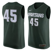 NCAA Michigan State Spartans #45 Nike Replica Basketball Jersey - Green