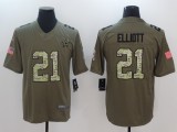 NFL Dallas Cowboys #21 Elliott Olive Salute to Service Vapor Limited Jersey