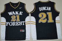 Wake Forest Demon Deacons Tim Duncan 21 College Basketball Jersey - Black