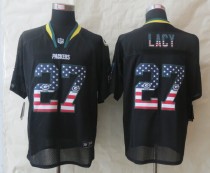 2014 New Nike Green Bay Packers 27 Lacy USA Flag Fashion Black Elite Jerseys