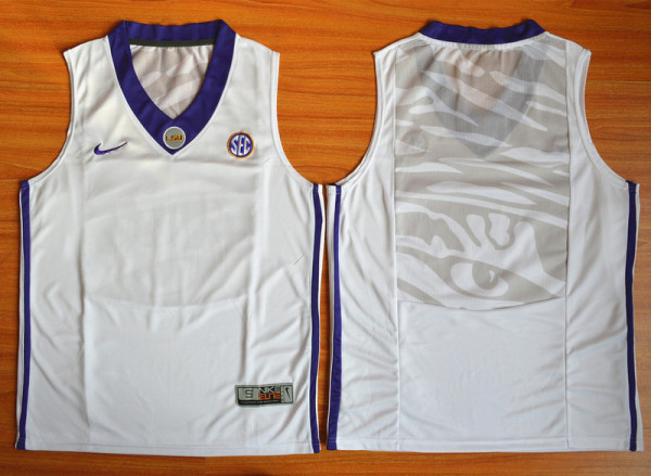 LSU Tigers Blank 00 NCAA Basketball Elite Jersey - White