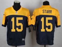 Nike Green Bay Packers #15 Starr Yellow Blue Elite Jersey