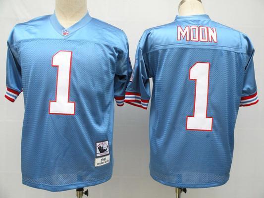 NFL Jerseys Houston Oilers-1-Warren Moon-blue throwback