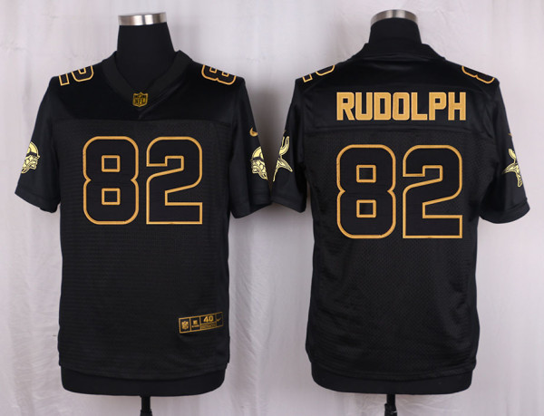 Mens Minnesota Vikings #82 Rudolph Pro Line Black Gold Collection Jersey