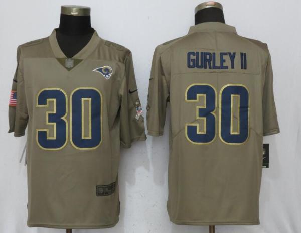 Mens Los Angeles Rams #30 Gurley II Olive Salute to Service Limited Jersey