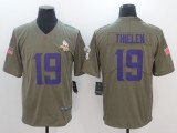 New Nike Minnesota Vikings 19 Thielen Olive Salute To Service Limited Jersey