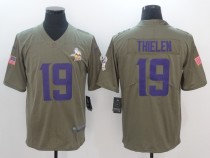 New Nike Minnesota Vikings 19 Thielen Olive Salute To Service Limited Jersey