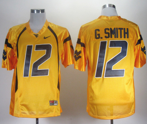 NCAA Nike West Virginia#12 G.Smith yellow jersey