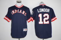 Majestics MLB Cleveland Indians #12 Londor Blue Pullover Jersey