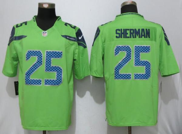 Nike Seattle Seahawks 25 Sherman Green Color Rush Limited Jersey