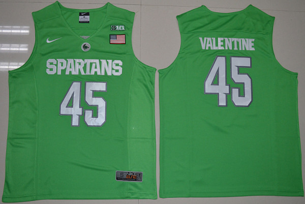 NCAA Michigan State Spartans #45 Denzel Valentine Apple Green Jersey