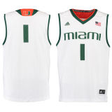 NCAA Miami Hurricanes #1 Replica Basketball Jersey - White