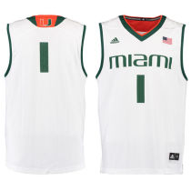 NCAA Miami Hurricanes #1 Replica Basketball Jersey - White