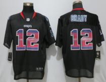 Nike New England Patriots 12 Brady Strobe Lights Out Black Elite Jerseys