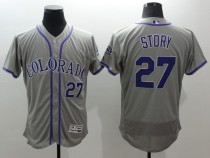 Majestics MLB Colorado Rockies #27 Story Grey Jersey