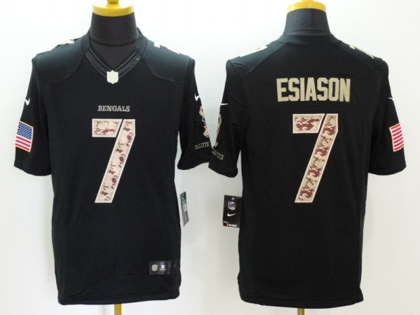 Nike Cincinnati Bengals #7 Esiason Black Salute TO Service Jersey