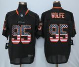 New Nike Denver Broncos 95 Wolfe USA Flag Fashion Black Elite Jerseys