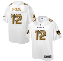 Mens NFL Miami Dolphins #12 Griese White Gold Collection Jersey