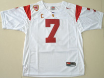 Nike USC Trojans Matt Barkley 7 White Pac-12 C Patch College Jersey