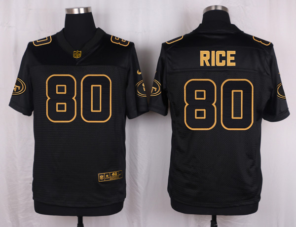 Mens San Francisco 49ers #80 Rice Pro Line Black Gold Collection Jersey