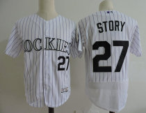 Majestics MLB Colorado Rockies #27 Story White Jersey