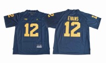 NCAA Michigan Wolverines #12 Evans College Blue Jersey
