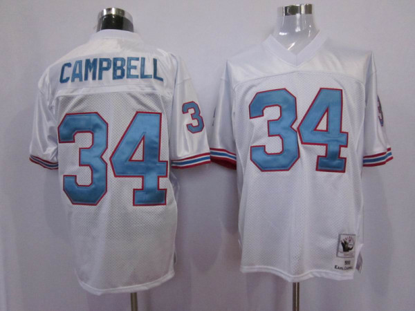 #34 Campbell white Houston Oilers Reebok Throwback jersey
