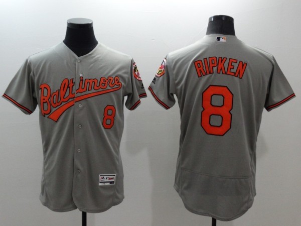 Majestic MLB Baltimore Orioles #8 Ripken Grey Elite Jerseys
