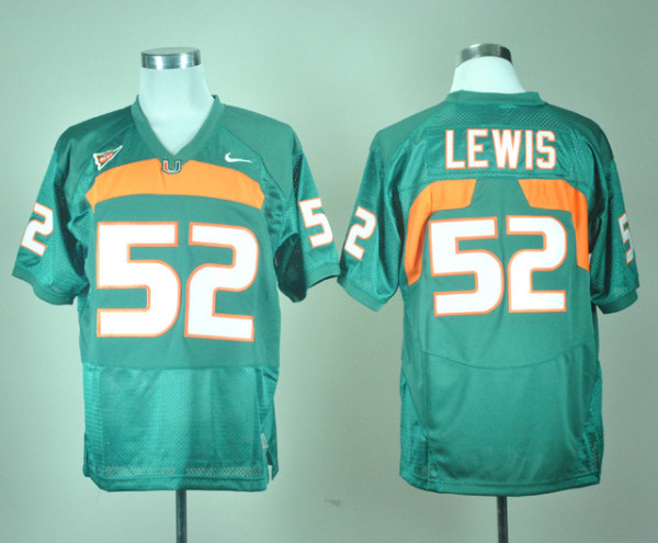 NCAA Nike Miami Hurricanes #52 Ray Lewis Green Jersey
