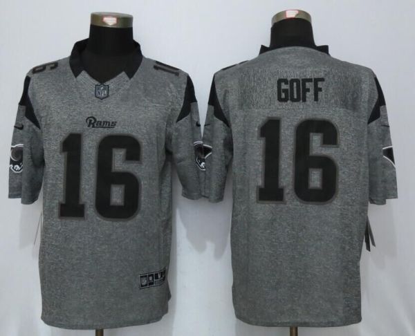 New Nike Los Angeles Rams 16 Goff Gray Mens Stitched Gridiron Gray Limited Jersey