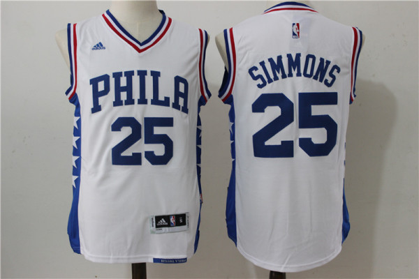 NBA Philadelphia 76ers #25 Simmons White Jersey