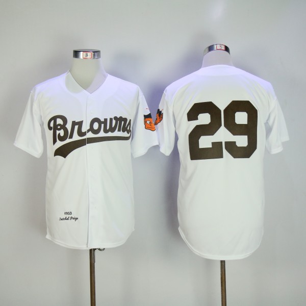 #29 Satchel Paige white St.Louis Browns MLB Throwback Jersey