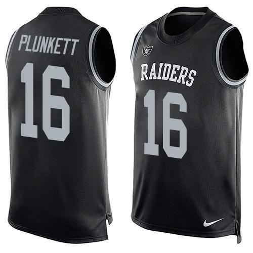 NFL Oakland Raiders #16 Plunkett Black Limited Tank Top Jersey