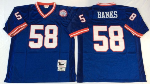 NFL Naw York Giants #58 Banks Blue Throwback Jersey