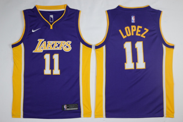 Nike NBA Los Angeles Lakers #11 Lopez Purple Jersey