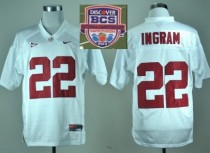 2013 BCS National Championship Alabama Crimson 22 Ingram White Jersey