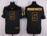 Mens Minnesota Vikings #5 Teddy Bridgewater Pro Line Black Gold Collection Jersey