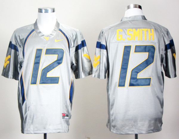 Nike West Virginia Mountaineers Geno Smith 12 Grey College Football Jersey