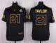Mens Washington Redskins #21 Taylor Pro Line Black Gold Collection Jersey