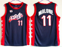 NBA Olympics Team USA Mens #11 Malone Navy Blue Stitched Jersey