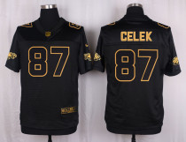 Mens Philadelphia Eagles #87 Celek Pro Line Black Gold Collection Jersey