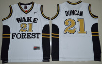 Wake Forest Demon Deacons Tim Duncan 21 College Basketball Jersey - White