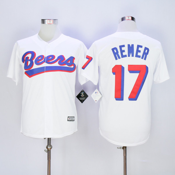 DOUG REMER #17 BASEketball BEERS MOVIE BUTTON DOWN JERSEY WHITE- ANY SIZE