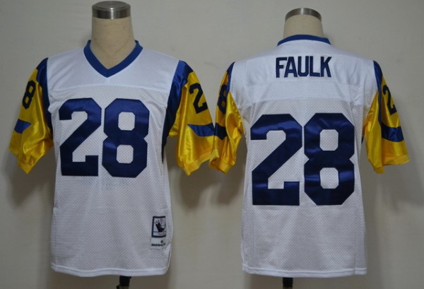 NFL Jerseys St. Louis Rams 28 Faulk White M&N