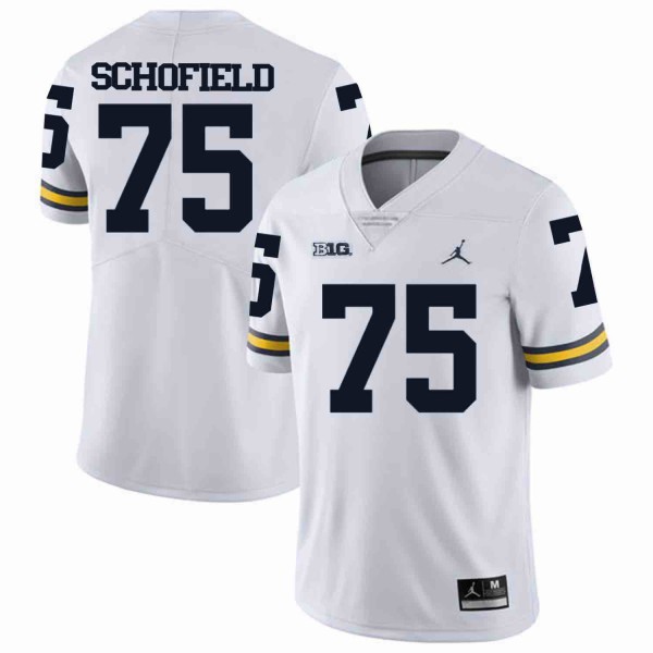 NCAA Michigan Wolverines #75 Schofield White Football Jersey