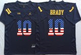 NCAA Michigan Wolverines #10 Brady Blue USA Flag Jersey
